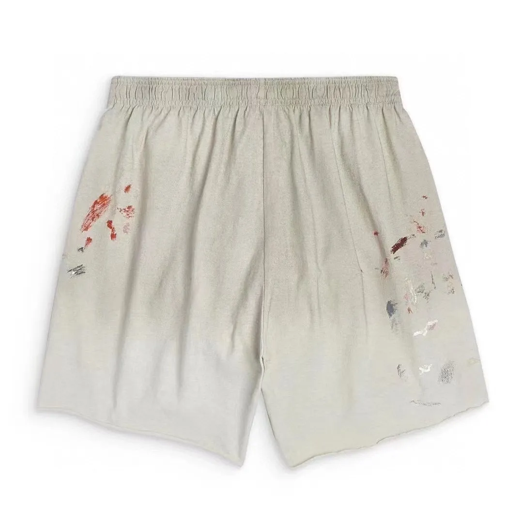 Heavy craftsmanship, the first choice for American boys in summer GALLERY DEPT. INSOMNIA SHORTS/WHITE English mud-dyed and ink-splashed shorts, off-white S-XL, super comfortable and breathable fabric, frees the lower body, heavy wash, mud-dyed and distressed, super complex ink-splashed graffiti